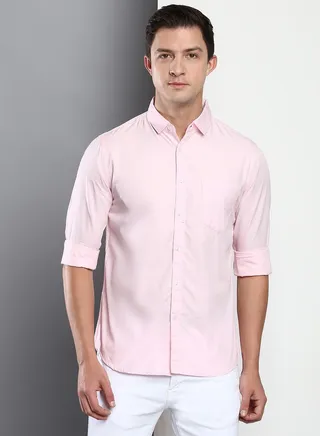 Men's Solid Slim Fit Cotton Casual Shirt with Spread Collar & Full Sleeves.