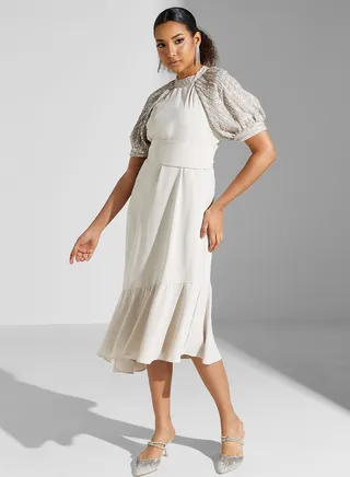 Balloon Sleeve Sequin Dress