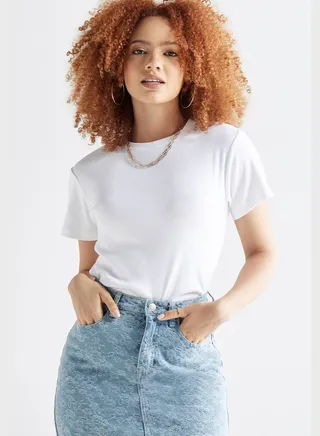 Ribbed Crew Neck T-Shirt