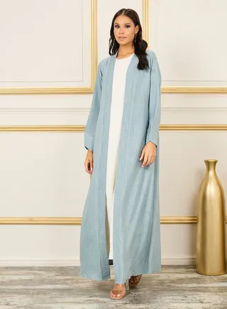 Linen Look Open Front Abaya