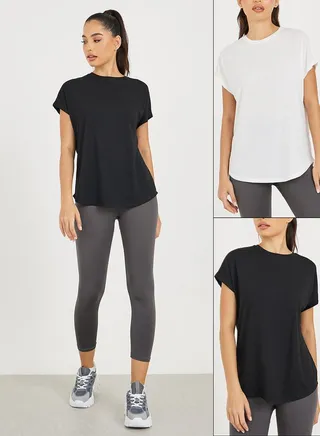 Pack of 2 - Solid Curved Hem Top