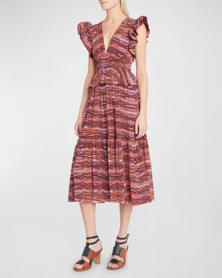 Bendetta Tiered-Ruffle Sleeveless Midi Dress