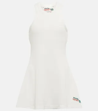 Steffi waffle-knit cotton tennis minidress