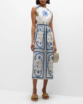 Elena Printed Cut-Out Midi Dress