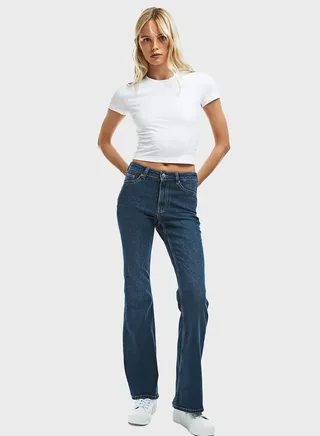 Pu Flared High Waist Jeans