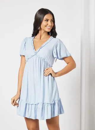 Ruffle Trim Mini Dress