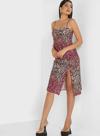 V-Neck Cami Printed Dress
