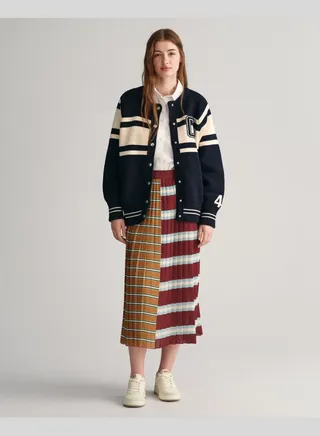 Striped Pleated Skirt