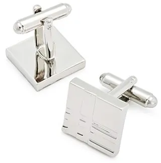 Link Up Engraved Plaid Square Cufflinks