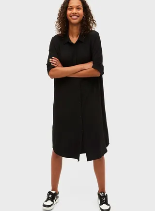Button Detail Shirt Dress