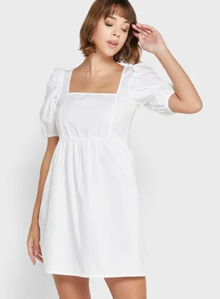 Square Neck Puff Sleeve Dress
