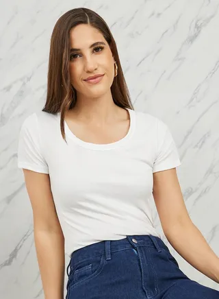 Ribbed Binding Round Neck Regular Fit T-shirt