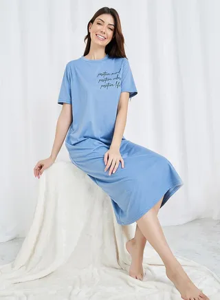 Positive Slogan Print Sleep T-Shirt Dress