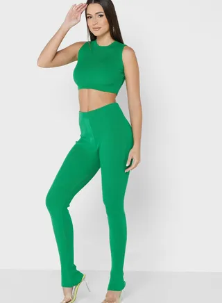 Split Hem High Waist Leggings