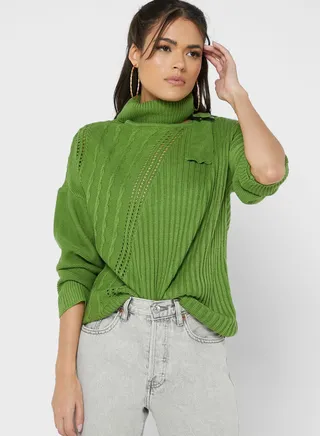Braided Cut-out Sweater