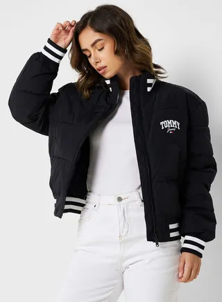 Logo Zip Through Puffer Jacket