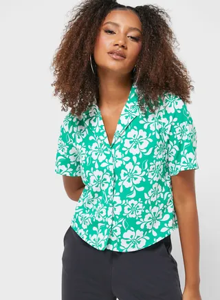 Printed Button Detail Top