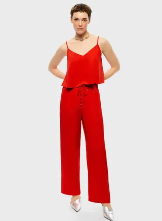 Tie Detail Wide Leg Pants
