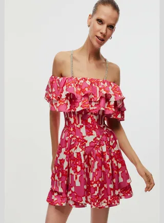 Printed Frill Dress