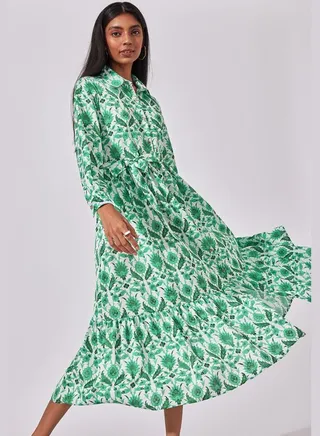 Tie Detail Printed Dress