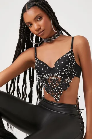 Faux Gem & Pearl Bustier Cami