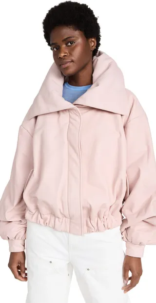 Supriya Lele Leather Emilie Padded Cropped Coat
