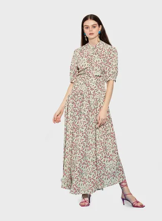 Printed Placket Shirt Dress