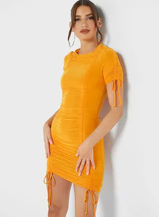 Ruched Piping Detail bodycon Dress