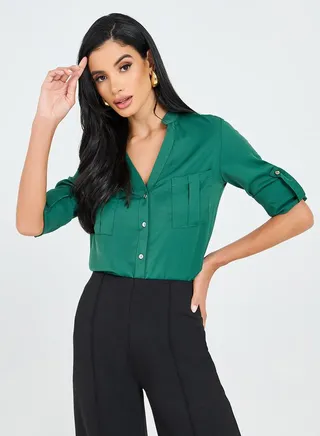 Roll-Up Sleeve Double Pocket Detail Shirt