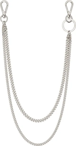 Juun.J Silver Double Chain Keychain
