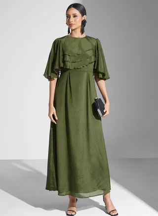 Dress With Flouncy Sleeve Detail