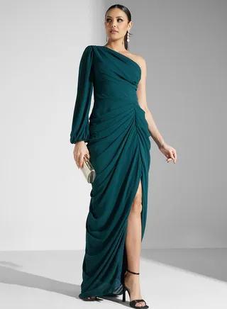 One Shoulder Side Slit Dress