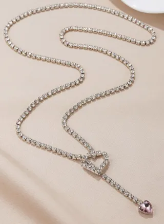 Embellished Heart Drop Necklace