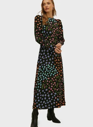 Puff Sleeve Floral Print Dress