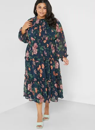 Floral Print Tiered Dress