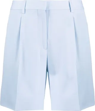 Pleated Mid-Rise Wool Shorts