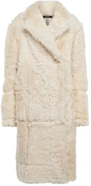 Double-breasted shearling coat