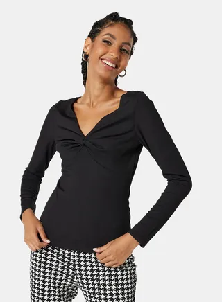 Ruched V Neck T-Shirt