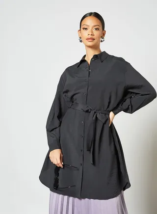 Waist Tie Longline Shirt