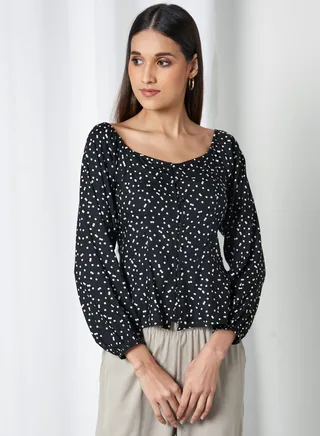 Polka Dots Print Blouse