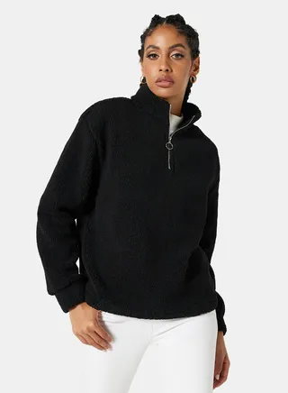 Sherpa Zip Through Sweatshirt