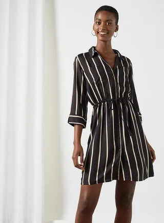 Stripe Print Shirt Dress