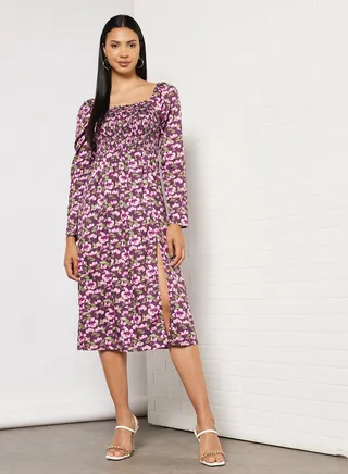 Front Slit Smock Dress