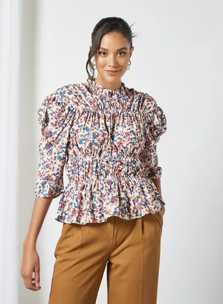 Floral Shirred Top