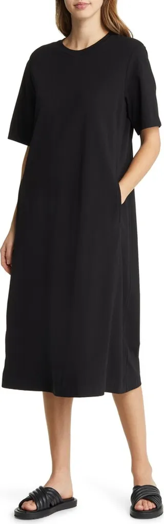Stretch Cotton Midi T-Shirt Dress