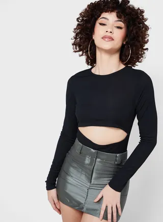 Cut Out Detail High Leg Body