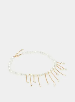 Faux Pearl Drop Necklace with Lobster Clasp Closure