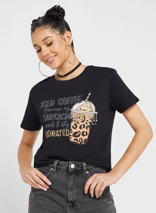 Embellished Graphic Detail T-Shirt