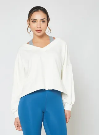 Fleece V-Neck Sweatshirt