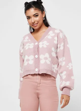 Floral Intarsia Cardigan